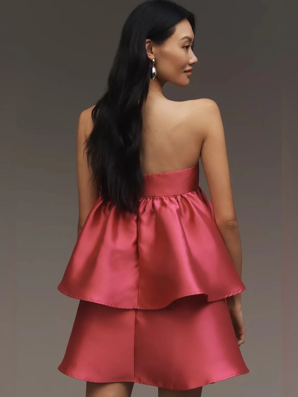 Hutch barbie pink tiered strapless dress black tie formal wedding guest prom m - Picture 2 of 5